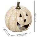 Ceramic Pumpkin Ornament with LED Light and Smiling Face 13cm | Floristik24.co.uk