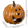 Ceramic Pumpkin Halloween LED Decoration 15cm Orange | Floristik24.co.uk