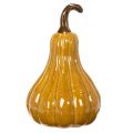 Ceramic Decorative Pumpkin 18cm Dark Yellow with Brown Stem | Floristik24.co.uk