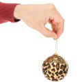 Christmas Baubles Leopard Print with Gold Glitter 7cm Set of 3 | Floristik24.co.uk