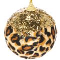 Christmas Baubles Leopard Print with Gold Glitter 7cm Set of 3 | Floristik24.co.uk