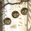 Christmas Baubles Leopard Pattern with Gold Glitter 7cm Set of 3 | Floristik24.co.uk