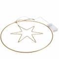 Floristik24 LED star in a decorative ring to hang in golden metal Ø30cm