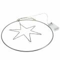 Floristik24 LED star in a decorative ring to hang in silver metal Ø30cm