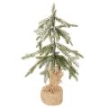 Floristik24 50cm Snow-Dusted Artificial Christmas Tree with Warm White LEDs and Burlap Base for Indoor Use
