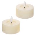 LED Tealight Set of 2 with Real Wax, Warm White Flicker Effect, Timer, 7 cm Diameter | Floristik24.co.uk