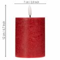 LED pillar candle made of real wax in red with timer and warm white light, 12cm | Floristik24.co.uk
