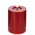 LED pillar candle made of real wax in red with timer and warm white light, 12cm | Floristik24.co.uk