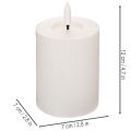 LED pillar candle, flickering, with timer, Ø7cm, 12cm | Floristik24.co.uk