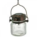 LED lantern, hanging lamp, solar light in the glass Ø11cm H14cm