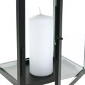 Decorative lantern black metal, rectangular glass lantern 19x15x30.5cm
