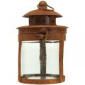Metal lantern with patina, summer decoration, lantern made of metal rust H18cm Ø10cm
