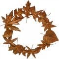Floristik24 Leaf wreath noble rust, metal decoration, wreath, autumn decoration, memorial floristry Ø29cm