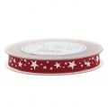 Floristik24 Jute ribbon with star motif dark red 15mm 15m