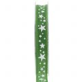 Floristik24 Jute ribbon with star motif green 15mm 15m