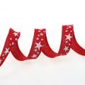 Floristik24 Jute band with star motive red 15mm 15m