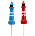 Floristik24 Lighthouse as Plug Blue, Red 7,5cm L28cm 8pcs