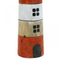 Floristik24 Lighthouse decoration, maritime, wooden lighthouse red, beach party H31cm