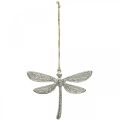 Floristik24 Dragonfly made of metal, summer decoration, decorative dragonfly for hanging silver W12.5cm