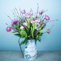 Floristik24 Flower vase jug flowers blue, green garden decoration planter metal 23cm