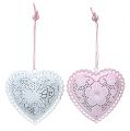 Floristik24 Metal Hanger Heart White, Pink 8,5cm 6pcs