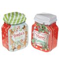 Floristik24 Set of 2 Christmas Tin Cookie Jars, 15 cm, Santa's Cookies and Merry Christmas Design