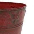 Floristik24 Metal bucket red with stars Ø15cm H13cm