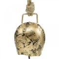 Floristik24 Bells to hang, mini cowbells, country house, metal bells golden, antique look 7 × 5cm 12pcs