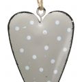 Floristik24 Metal heart for hanging pink / gray 7cm 6pcs