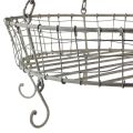 Floristik24 Metal basket for hanging with hooks gray vintage Ø39.5cm