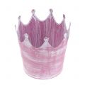 Floristik24 Metal crown pink washed white Ø10cm H9cm 6pcs