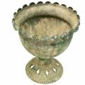 Floristik24 Decorative cup, antique look, metal, moss green Ø13cm H14.5cm