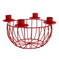 Floristik24 Metal bowl with 4 candle holders red Ø22cm