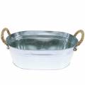 Floristik24 Planter zinc tub with jute handles silver 34.5cm H11.5cm