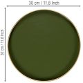 Decorative Green Metal Tray with Gold Rim 30cm | Floristik24.co.uk
