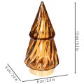Glass Christmas Tree LED Decoration, Battery-Operated, 13cm, Set of 2, Brown and Gold | Floristik24.co.uk