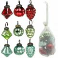 Floristik24 Mini Christmas tree ball mix, diamond / ball / cone, glass balls antique look Ø3–3.5cm H4.5–5.5cm 9pcs