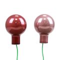 Floristik24 Mini Christmas balls wire glass burgundy pink Ø2cm 140pcs