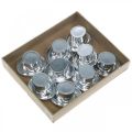 Floristik24 Mini cylinder, New Year&#39;s Eve scatter decoration, table decoration for New Year silver H2.5cm L5cm 9pcs