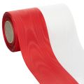 Floristik24 Moiré wreath ribbon, mourning ribbon white-red, decorative ribbon 150mm, memorial ribbon mourning fleur, acetate taffeta 25m