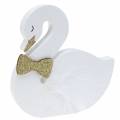 Floristik24 Deco swans wedding wood white gold 12x13cm 2pcs