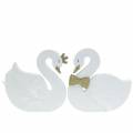 Floristik24 Deco swans wedding wood white gold 12x13cm 2pcs