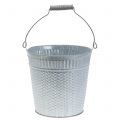 Floristik24 Zinc bucket braid pattern gray washed Ø20cm H19cm