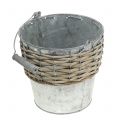 Floristik24 Zinc bucket with wicker Ø18cm H17cm