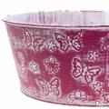 Floristik24 Zinc bowl with butterflies pink, white washed Ø25cm H10cm