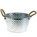 Floristik24 Zinc bowl round with rope handles Ø28cm H16cm