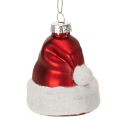 Floristik24 Glass Christmas Baubles Santa Hat Design 8cm Red and White Set of 6