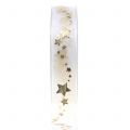 Floristik24 Deco ribbon organza with star motif white 25mm 20m