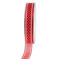 Floristik24 Organza ribbon red with dots 15mm 20m