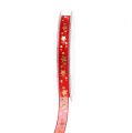 Floristik24 Organza ribbon red with stars 10mm 20m